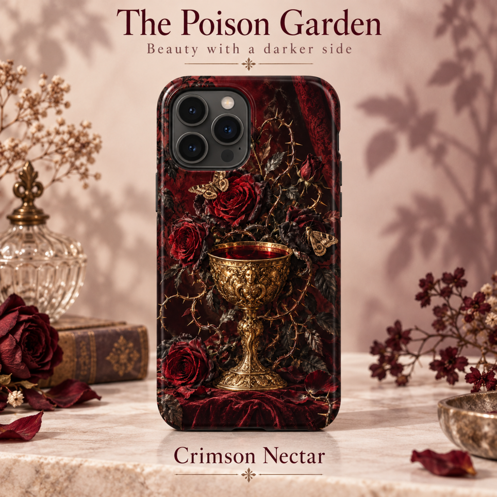 Coque iPhone The Poison Garden, motif botanique sombre inspiré de l’univers des sorcières.
