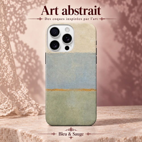 Coque iPhone Bleu & Sauge à motif abstrait.