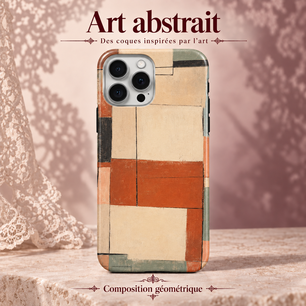 Coque iPhone Composition géométrique à motif abstrait.