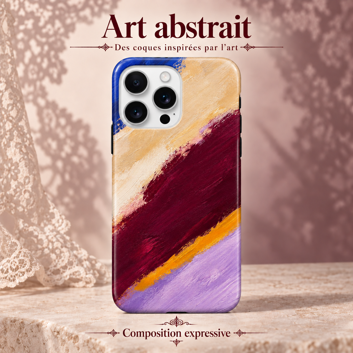 Coque iPhone Composition expressive à motif abstrait.