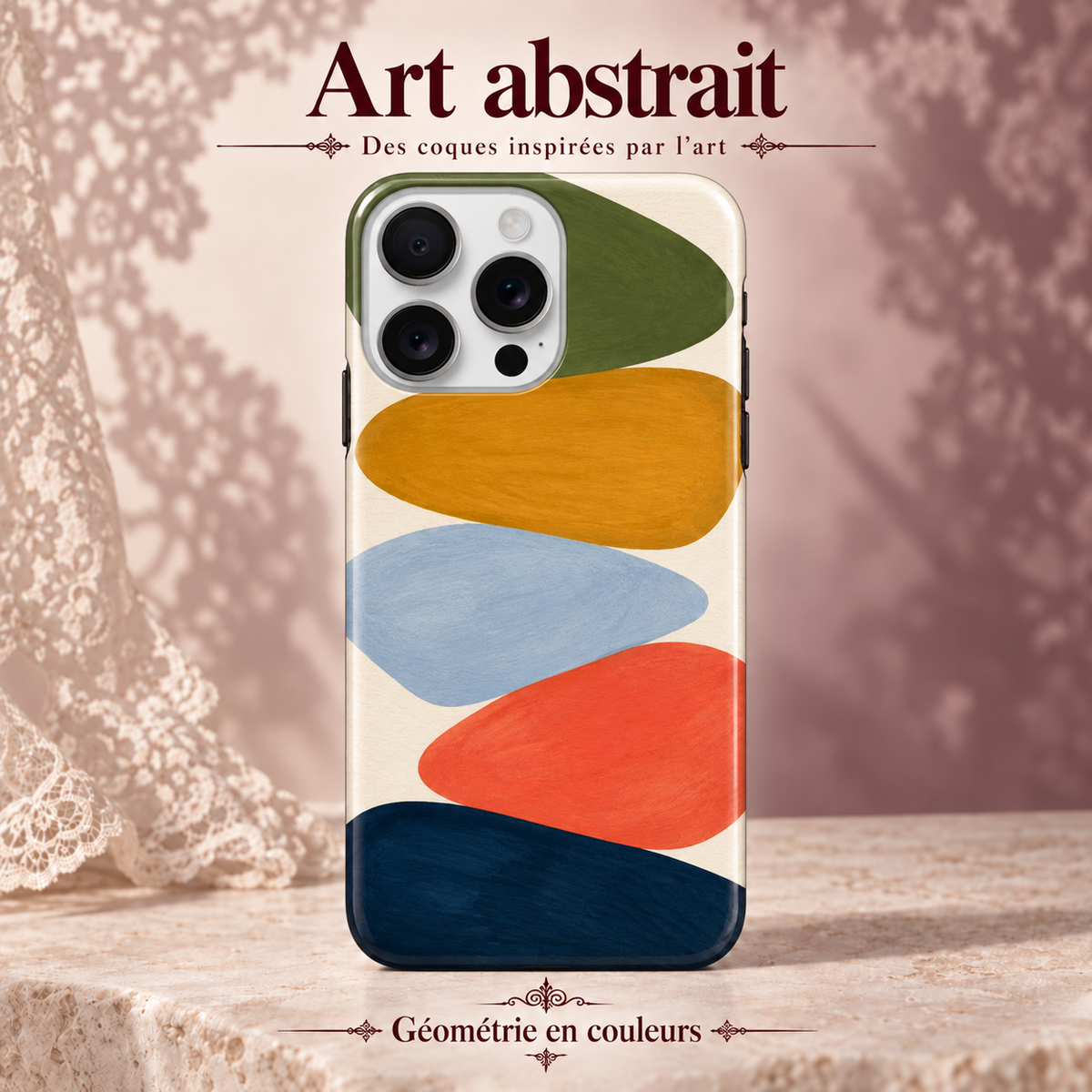 Coque iPhone Géométrie en couleurs à motif abstrait.