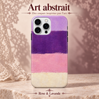 Coque iPhone Rose & Lavande à motif abstrait.
