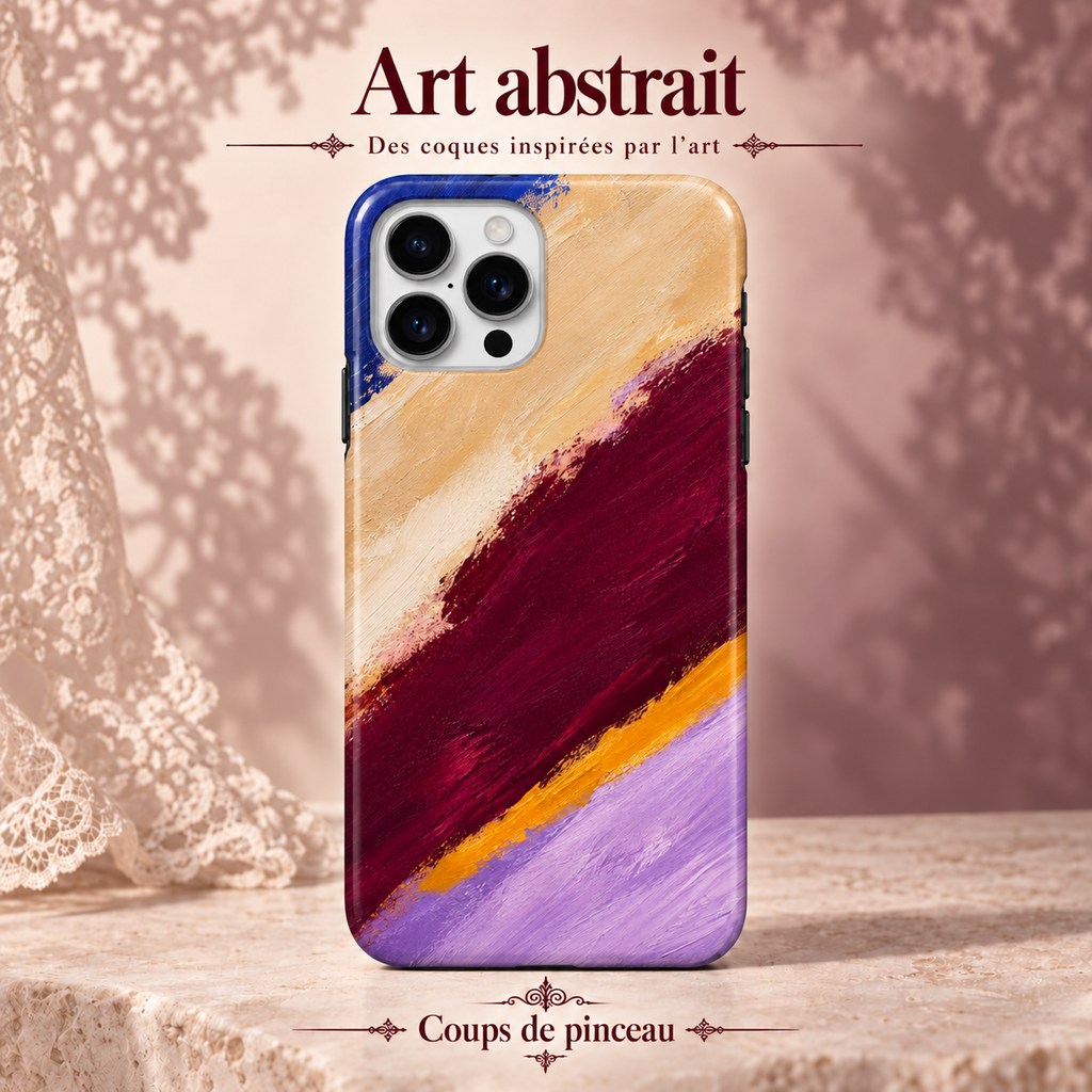 Coque iPhone Coups de pinceau à motif abstrait.