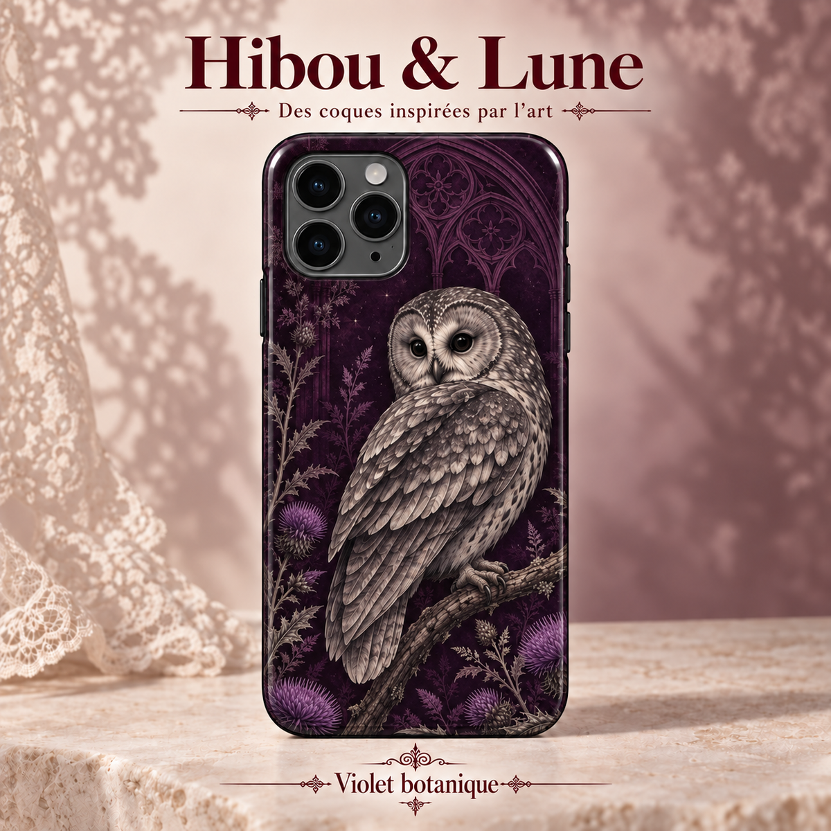 Hibou & Lune — Violet botanique — Gothic & Horror — mockup The New Jersey