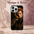 Musique & Rétro — Scène rouge — Portrait doré — coque sur fond rose poudré et dentelle