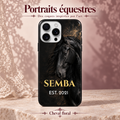 Cheval floral — coque personnalisée, collection Portraits équestres, décor rose poudré