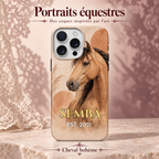 Cheval bohème — coque personnalisée, collection Portraits équestres, décor rose poudré